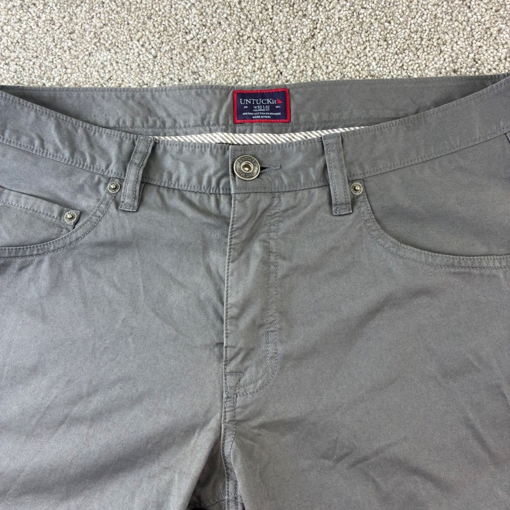 UNTUCKIT Don Santiago Mens Gray Straight Leg Stretch Casual Chino Pants Trousers